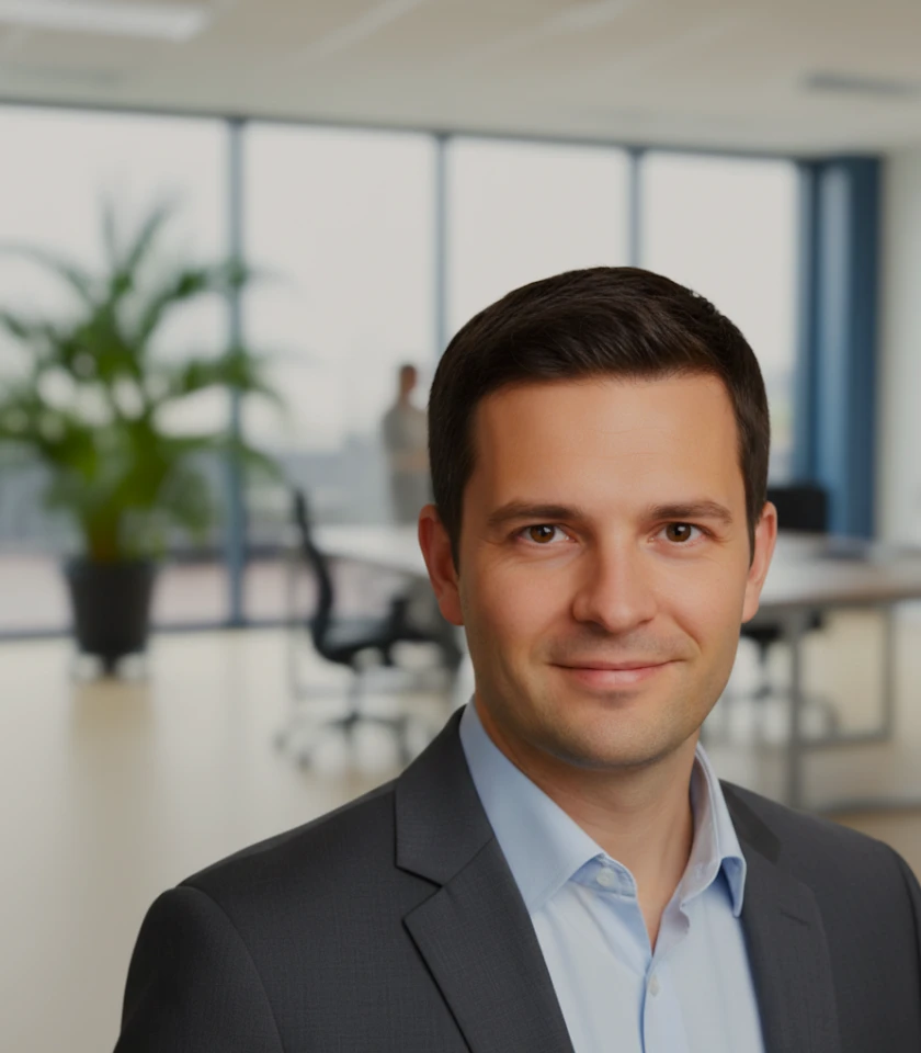 Assistent Lukas Böhmer im Büro